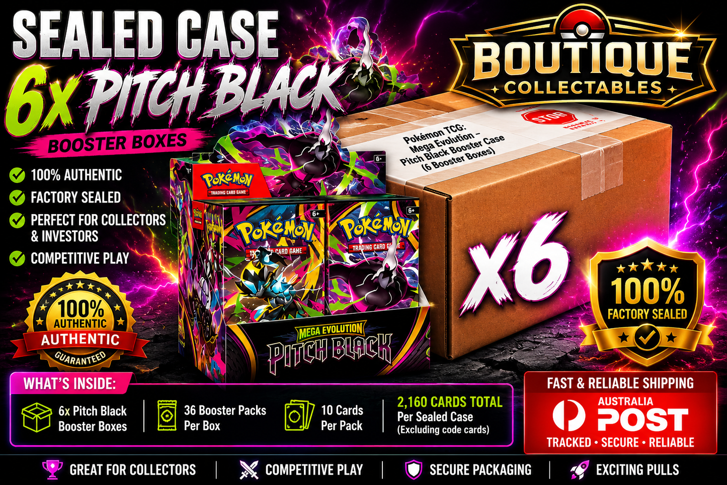 Pokémon TCG: Mega Evolution – Pitch Black Booster Case (6 Booster Boxes)