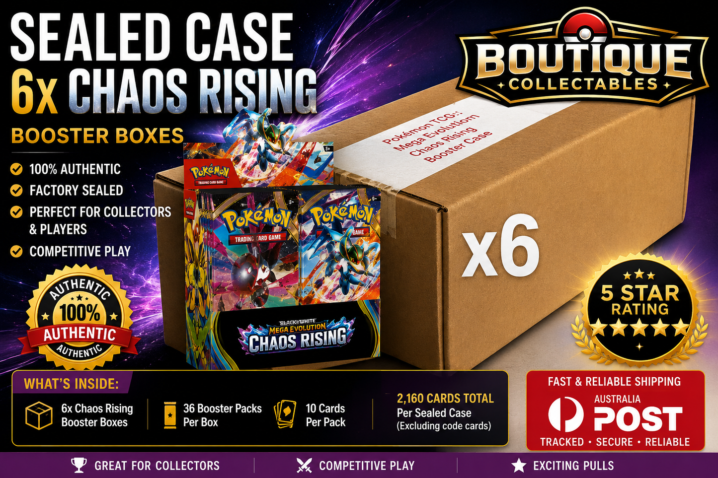 Pokémon TCG: Mega Evolution – Chaos Rising Booster Case (6 Booster Boxes)