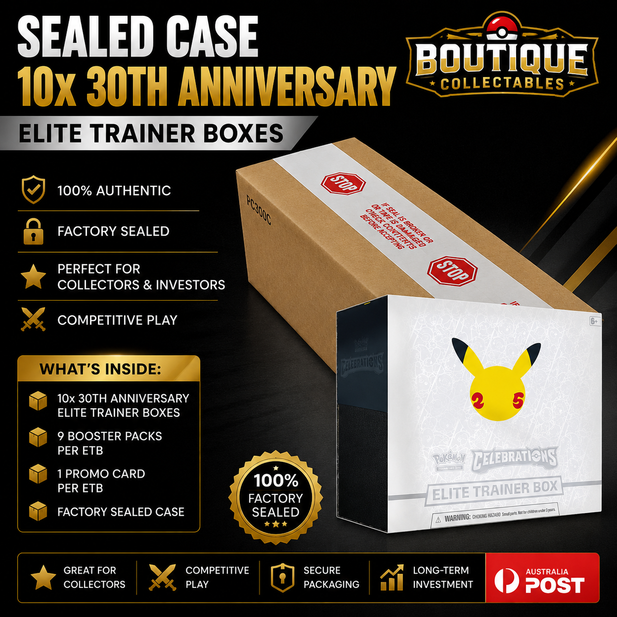 Pokémon TCG: 30th Anniversary Collection ETB Case (10 Elite Trainer Boxes)